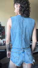 Load image into Gallery viewer, denim/leather vest
