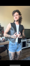 Load image into Gallery viewer, denim/leather vest
