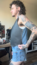 Load image into Gallery viewer, denim/leather vest
